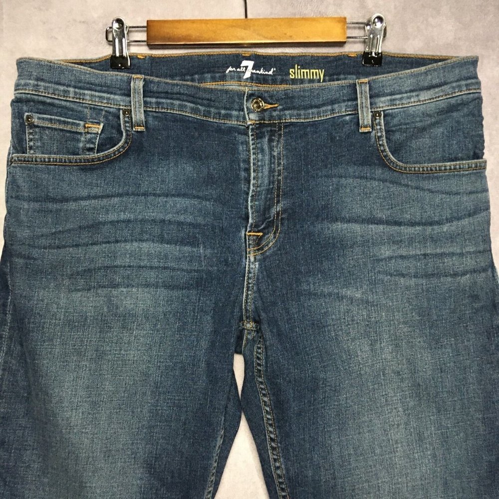 7FAM Mens Slimmy Fit Blue Jeans size 40x34 Stretch Denim Pants
